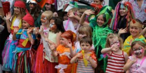 children in costume parade